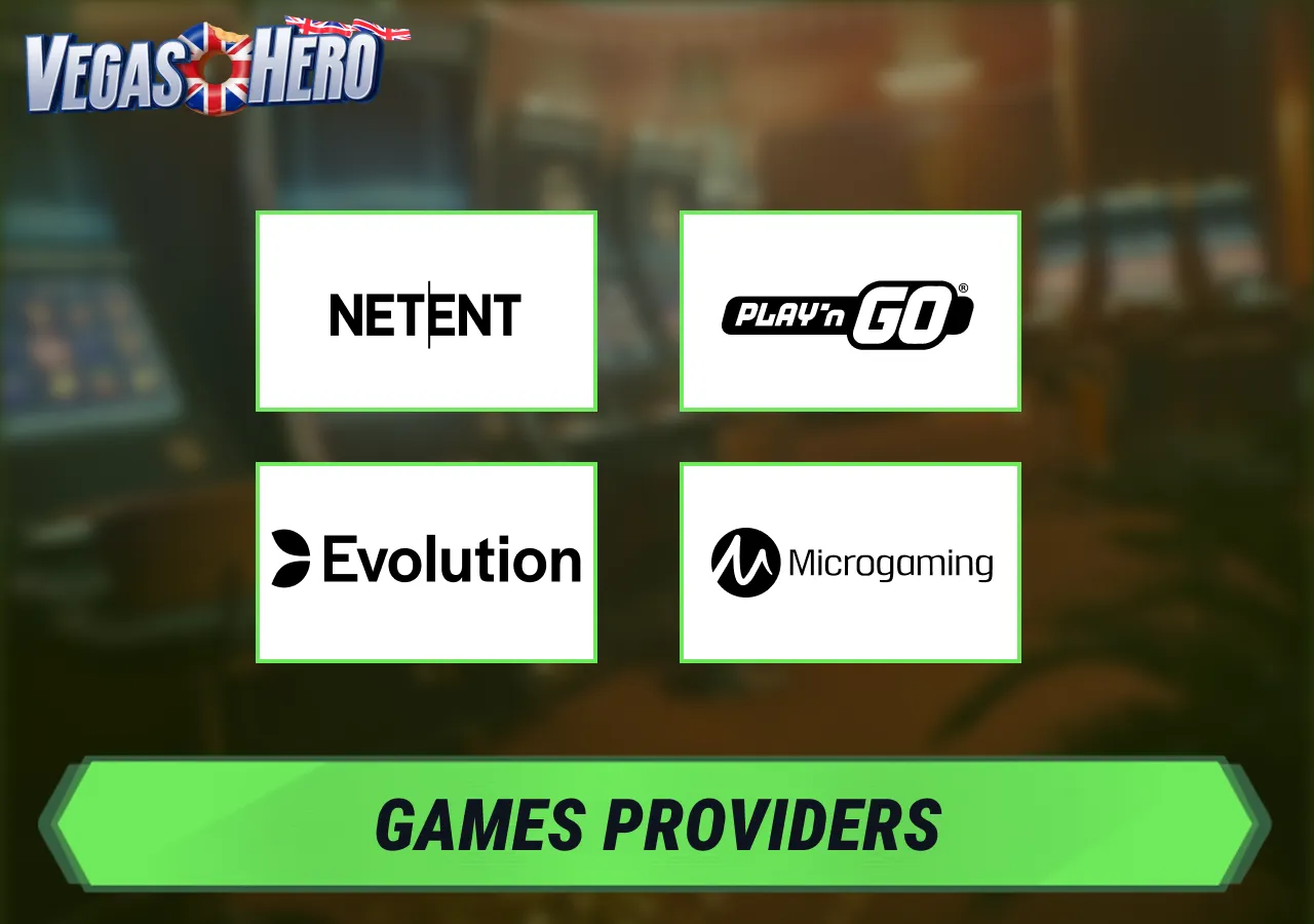 Vegas Hero features casino titles from well-known online gaming providers.